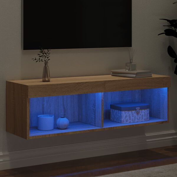 vidaXL TV-taso LED-valoilla Sonoma-tammi 100x30x30 cm