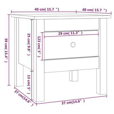 vidaXL Sivupöydät 2 kpl hunajanruskea 40x40x39 cm täysi mänty