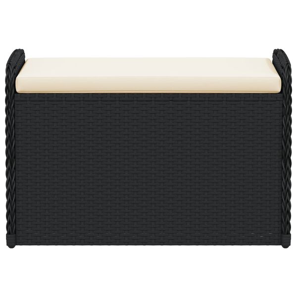 vidaXL S&auml;ilytyspenkki tyynyll&auml; musta polyrottinki 80x51x52 cm
