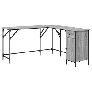 vidaXL Ty&ouml;p&ouml;yt&auml; harmaa Sonoma 141x141x75 cm tekninen puu