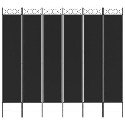 vidaXL 6-paneelinen Tilanjakaja musta 240x220 cm kangas