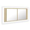 vidaXL Kylpyhuoneen LED peilikaappi Sonoma-tammi 100x12x45 cm akryyli