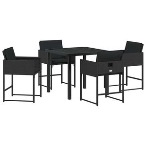 vidaXL Piharuokailu setti 5 pcs Musta polyrottinki