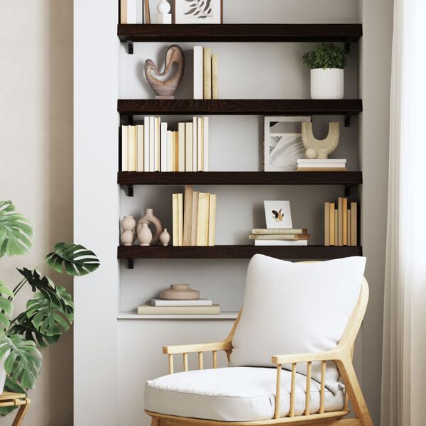 vidaXL Seinähylly tummanruskea 100x30x(2-6) cm käsitelty täystammi