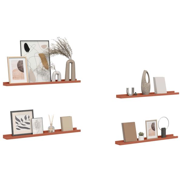 vidaXL Sein&auml;hylly hyllyll&auml; 4 pcs Punainen 80 x 9 x 3 cm Tekninen puu