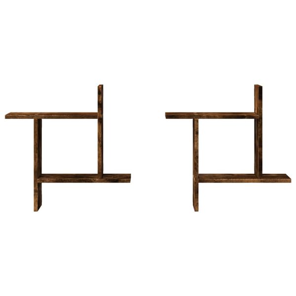 vidaXL Sein&auml;hyllyt 2 kpl savutammi 50x12x50 cm tekninen puu