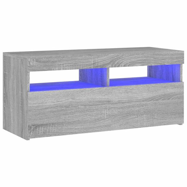 vidaXL TV-taso LED-valoilla harmaa Sonoma 90x35x40 cm