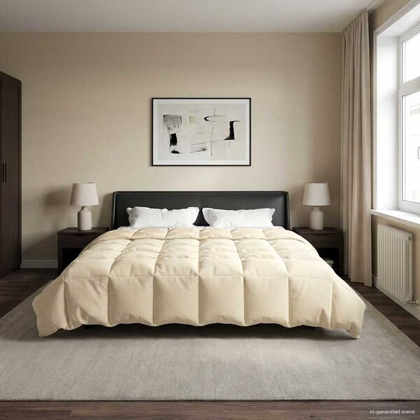 vidaXL Kes&auml;peitto Quiltottu Kerma 200 x 220 cm Mikrokuitu