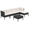 vidaXL 6-osainen Puutarhasohvasarja tyynyill&auml; polyrottinki musta