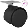 vidaXL K&auml;&auml;nt&ouml;py&ouml;r&auml; 12 kpl Musta 39,5 x 39,5 x 37,8 mm Rauta ja PP
