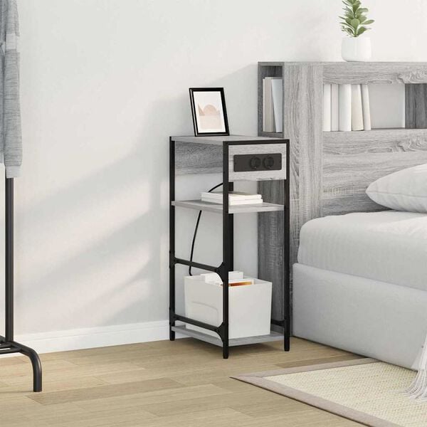 vidaXL Y&ouml;p&ouml;yt&auml;kaappi Harmaa Sonoma 40 x 27 x 76 cm Tekninen puu