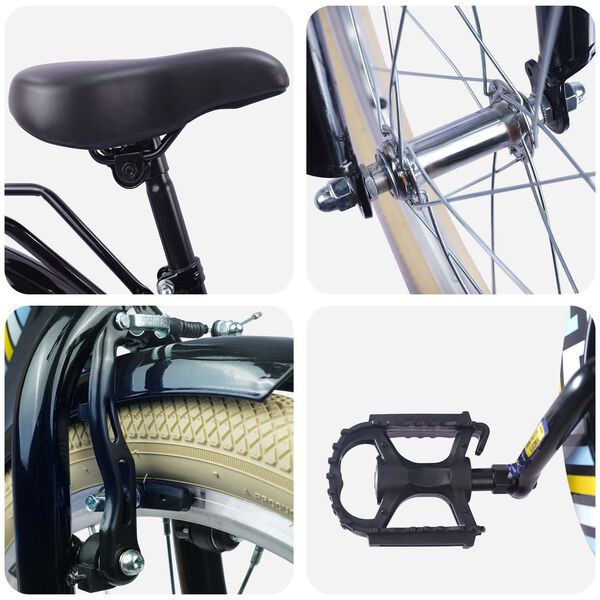 vidaXL Lastenpy&ouml;r&auml; 24 Tuumaa 8-12 vuotiaille Musta