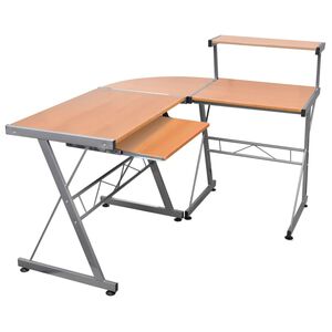 vidaXL Kulmatietokonep&ouml;yt&auml; ruskea 132x112x99 cm tekninen puu