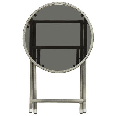 vidaXL Teepöytä harmaa 60 cm polyrottinki ja karkaistu lasi