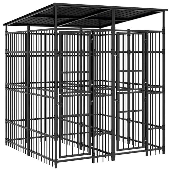 vidaXL Koiran ulkoh&auml;kki katolla ter&auml;s 3,69 m&sup2;