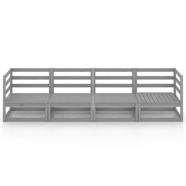 vidaXL 4-istuttava Puutarhasohva harmaa t&auml;ysi m&auml;nty