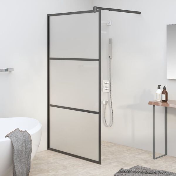 vidaXL Walk-in suihkusein&auml;ke 115x195 cm huurrettu ESG-lasi musta