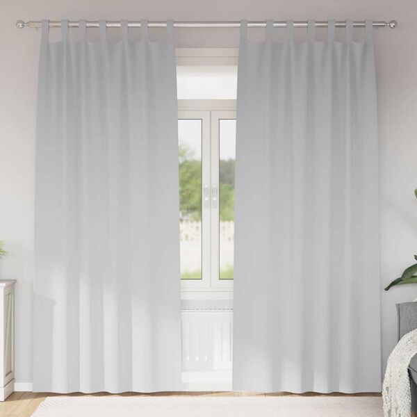 vidaXL Piment&auml;v&auml; verho renkailla 2 pcs Vaalea harmaa 225 x 140 cm