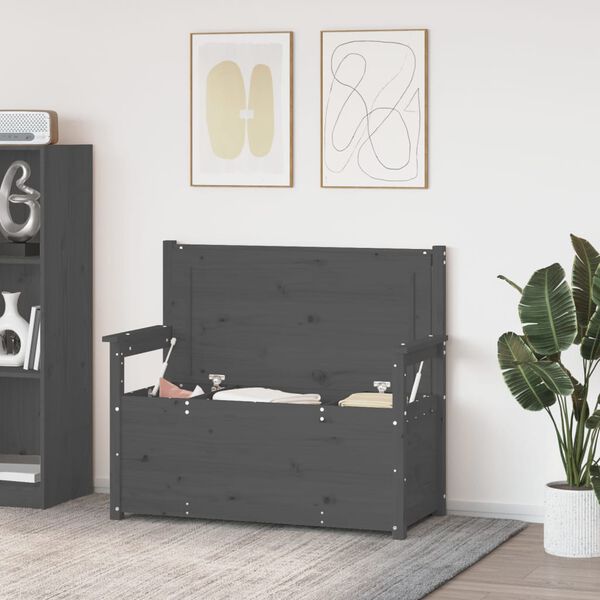 vidaXL Penkki harmaa 112,5x51,5x96,5 cm täysi mänty