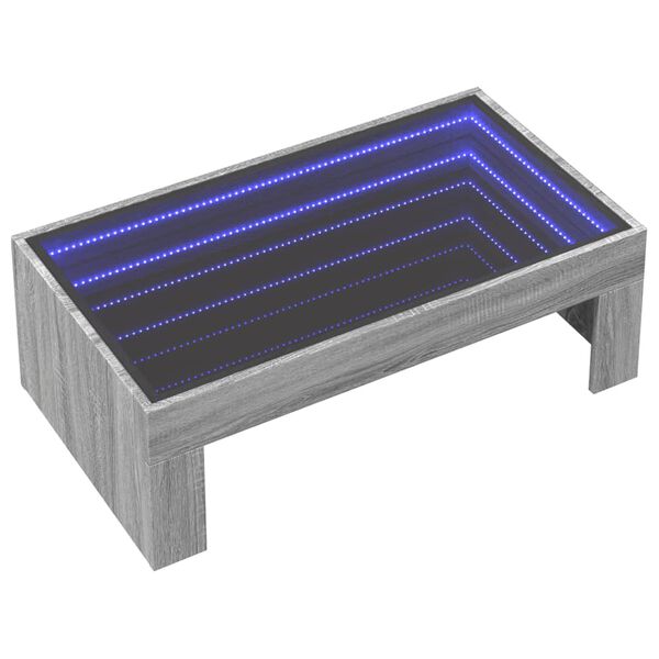 vidaXL Sohvapöytä Infinity LED-valoilla harmaa Sonoma 90x50x30 cm