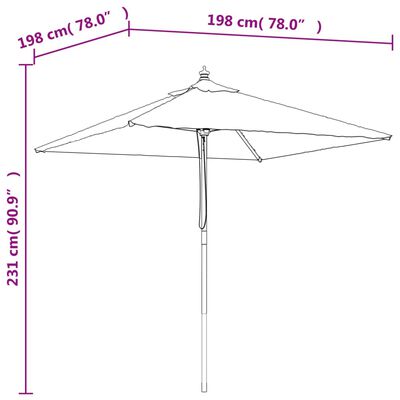 vidaXL Puutarhan aurinkovarjo puutolppa taivaansininen 198x198x231 cm