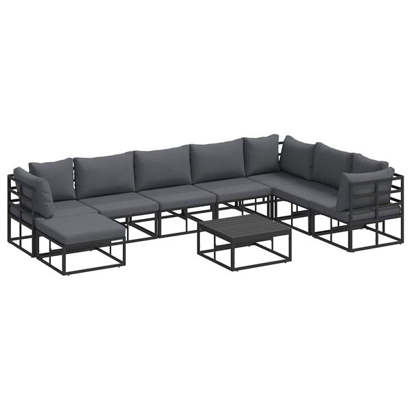 vidaXL Puutarhasohva Setti tyynyll&auml; Musta Alumiini