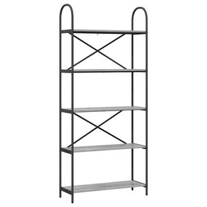 vidaXL Kirjahylly 5 tasoa 80 x 30 x 183 cm Tekninen puu Harmaa Sonoma