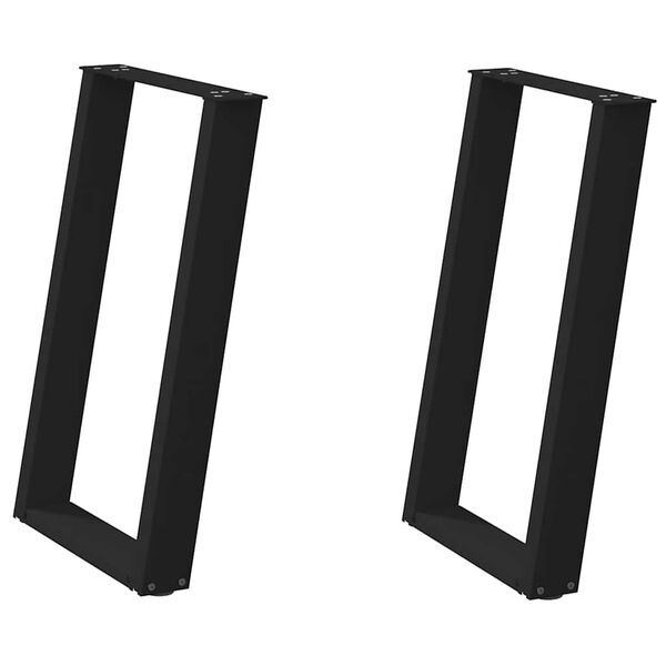 vidaXL Ruokapöydän jalat U-muotoiset 2 kpl musta 60x(72-73) cm teräs