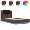 vidaXL S&auml;ngynrunko p&auml;&auml;dyll&auml; ja LED-valoilla ruskea tammi 100x200 cm