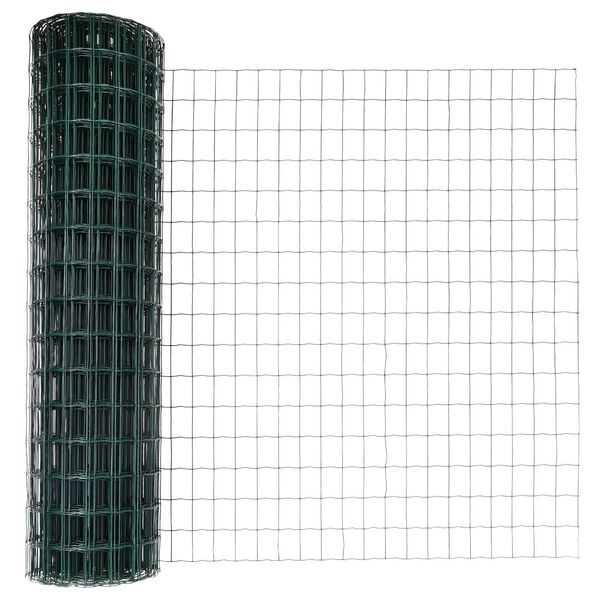 vidaXL Euroaita Vihre&auml; 1 x 25m PVC-pintainen rauta