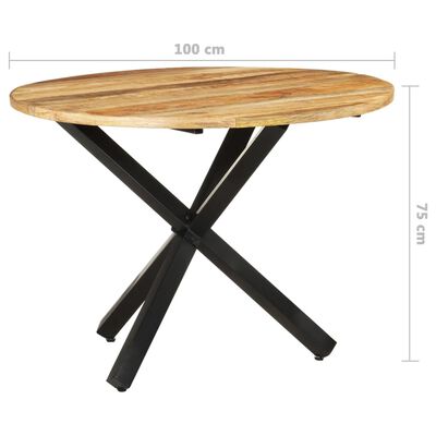 vidaXL Ruokapöytä pyöreä 100x100x75 cm karkea mangopuu