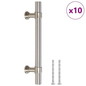 vidaXL Kaapin kahvat 10 kpl hopea 96 mm ruostumaton ter&auml;s