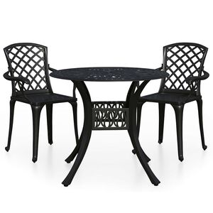 vidaXL 3-osainen Bistrosarja valualumiini musta
