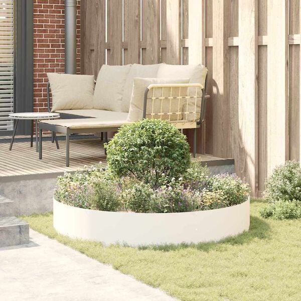 vidaXL Ruukkurenka Valkoinen 120 x 120 x 20 cm Kylm&auml;valssattu ter&auml;s