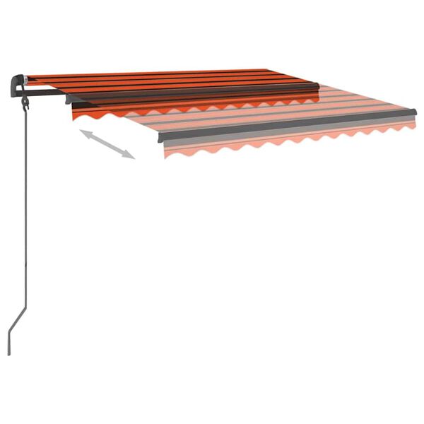 vidaXL Manuaalisesti kelattava markiisi LED-valot 3x2,5m oranssiruskea