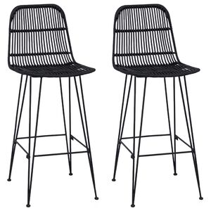 vidaXL Baarijakkara 2 kpl Musta 44 x 55 x 109 cm Rattan ja Ter&auml;s