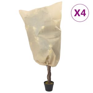 vidaXL Kasvien fleecepeite kiristysnaruilla 4 kpl 70 g/m&sup2; 0,8x0,8 m