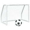 vidaXL Lasten jalkapallomaali 2 kpl pallolla valk. 64x35x48 cm metalli