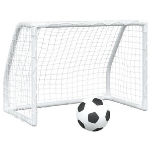 vidaXL Lasten jalkapallomaali 2 kpl pallolla valk. 64x35x48 cm metalli