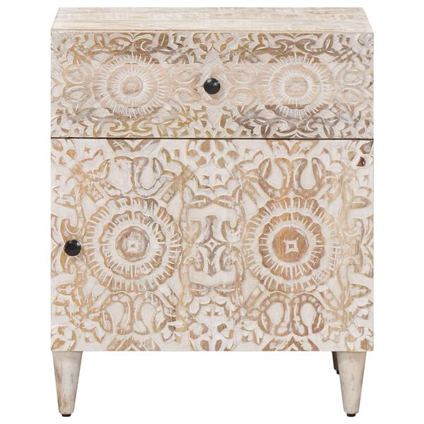 vidaXL S&auml;nkykaappi Valkoinen 50 x 33 x 60 cm Kiinte&auml; mango puu