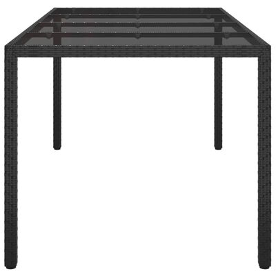 vidaXL Puutarhapöytä musta 190x90x75 cm karkaistu lasi ja polyrottinki