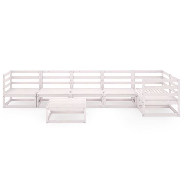 vidaXL 7-osainen Puutarhasohvasarja valkoinen t&auml;ysi m&auml;nty