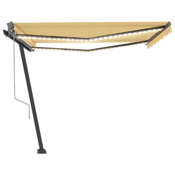 vidaXL Sis&auml;&auml;nkelattava markiisi LED/tuulisensori 400x300cm keltavalk.
