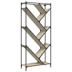 vidaXL Kirjahylly Sonoma-tammi 79x30x180 cm tekninen puu ja metalli