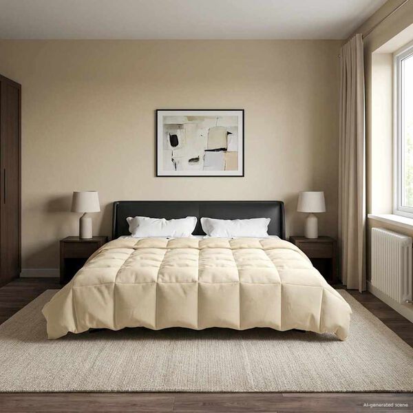 vidaXL Kes&auml;peitto Quiltottu Kerma 200 x 200 cm Mikrokuitu