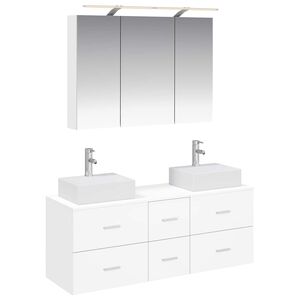 vidaXL Kylpyhuonekalustesetti 4 pcs valkoinen Tekninen puu ja lasi