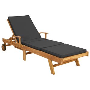 vidaXL Aurinkotuoli Tyynyll&auml; Tiikkipuu Ruskea ja tummanharmaa
