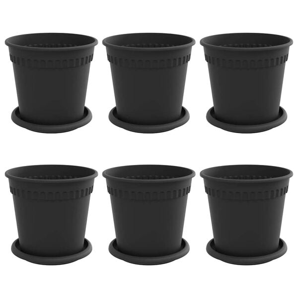 vidaXL Kasviruukut 6 pcs Musta &Oslash; 17 x 14 cm Muovi