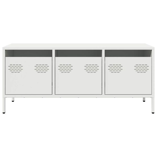 vidaXL TV-taso valkoinen 101,5x39x43,5 cm kylmävalssattu teräs