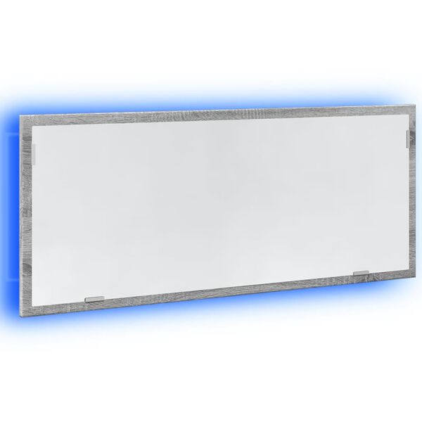 vidaXL Kylpyhuoneen LED-peili harmaa Sonoma 100x8,5x37 cm tekninen puu